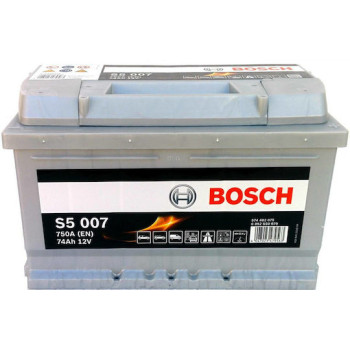 Car Battery Bosch S5007 with Capacity 74Ah and CCA 750A